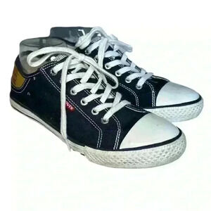 LEVI'S Classic Navy Stan Buck Lace Up Canvas Low Top Sneakers Women Size 8.5 EUC